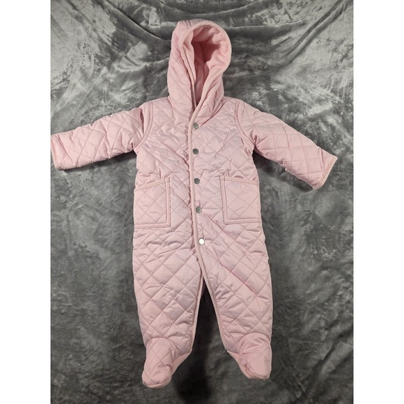 NWOT Ralph Lauren Baby 6M Hooded Barn Bunting/Quilted/Fleece Lined/ Pink Snap Up